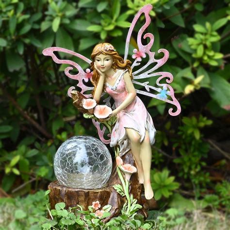 Amazon.com : Yiosax Garden Fairy Statue Outdoor Decor-Solar Flower ...