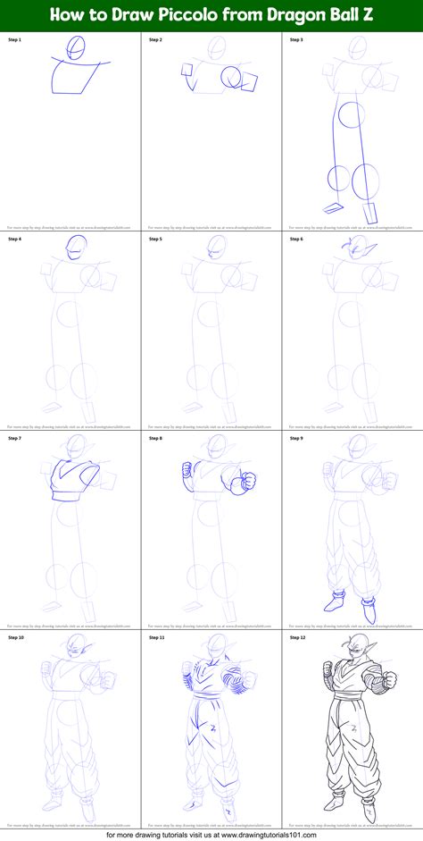 How to Draw Piccolo from Dragon Ball Z (Dragon Ball Z) Step by Step | DrawingTutorials101.com