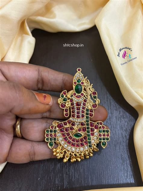 Kamatchi Amman Pendant with Kempu Stones - SHTC1236 – Sai Harshith's ...