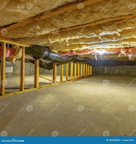Square Frame Basement or Crawl Space with Upper Floor Insulation and ...
