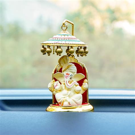 Buy Ekhasa Ganesh Idol for Car Dashboard with Umbrella | Ganpati Idol ...