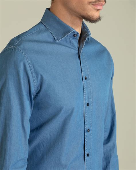 Blue Chambray Shirt in Slim fit – Turo