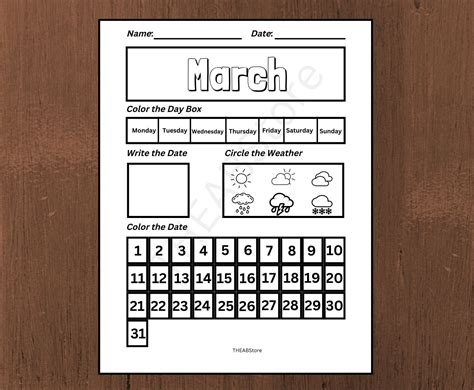 Preschool Calendar Worksheets Printable, Kids Monthly Digital Calendar ...