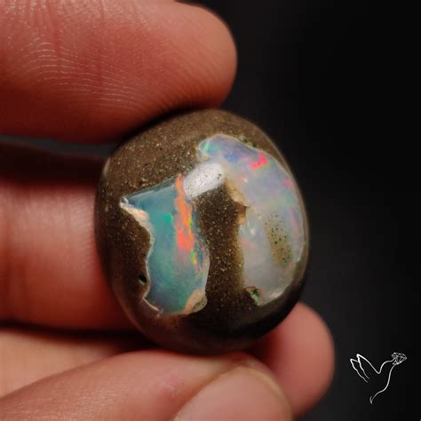 Ethiopian Opal | Galaxy Inlay Opal in Matrix (23X19X10 mm) | Gemstones ...