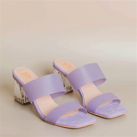 Lilac Transparent Block heels – Shoe That Fits You