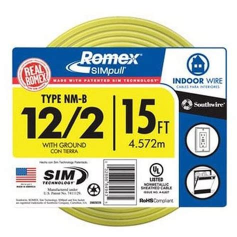 Southwire 28828226 15-Feet 12-Gauge Indoor Building Wire 2 Conductors ...