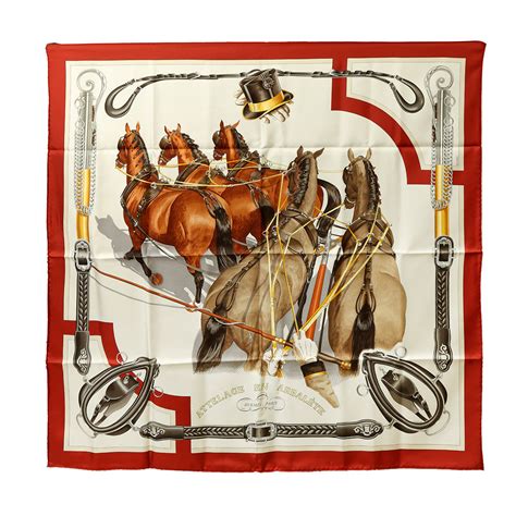 Shop Pre-Owned Authentic Hermes Attelage en Arbalete Forever Scarf 90 ...
