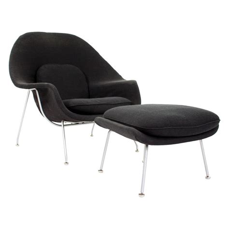 Eero Saarinen Womb Chair and Ottoman in Grey Knoll Cato Fabric at ...