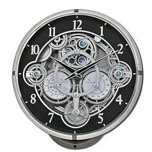 RHYTHM Stylish Black Round Plastic Case Magic Motion Hourly Chime Wall ...