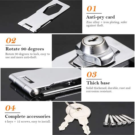 DECARETA Hasp and Staple Lock with Key,2 Lock Hasp Metal Door Bolt ...