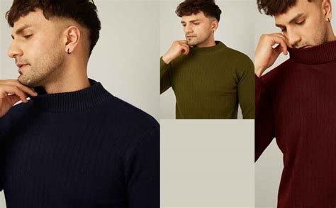 Kvetoo Men High Neck Full Sleeve Winter Woolen Sweater : Amazon.in ...