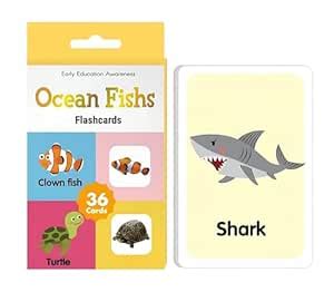 Buy Tickles 36 PCS Ocean Fishs Flash Cards, Educational Preschool ...