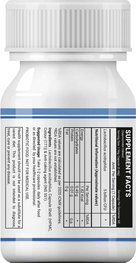 Buy INLIFE PROBIOTIC LACTOBACILLUS ACIDOPHILUS 5 BILLION CFU GUT HEALTH ...