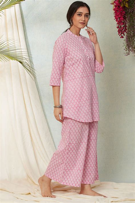 Buy Pink Cotton Pyjama Set | FGNSET20-23 | Farida Gupta – Farida Gupta ...