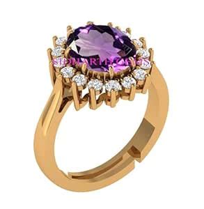 Buy SIDHGEMS 9.25 Ratti 8.00 Carat Amethyst Purple Gemstone Gold ...