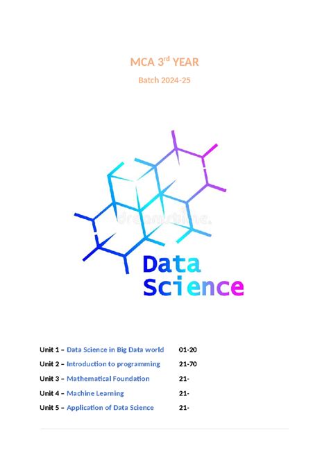 Data Science unit1 - MCA 3 rd YEAR Batch 2024- Unit 1 – Data Science in ...