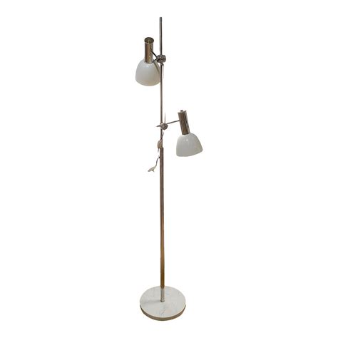 70s Italian Chrome Double-Headed Floor Lamp With Marble Base | Chairish