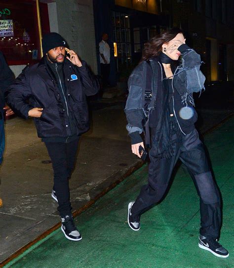 Bella Hadid and The Weeknd Coordinate Shoe Style for NYC Date Night ...