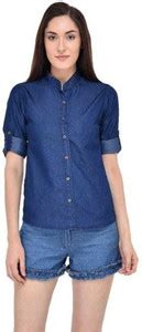 FUNDAY FASHION Women Solid Casual Dark Blue Shirt - Buy FUNDAY FASHION ...