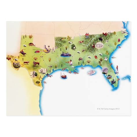 Map of Southern United States of America, with Postcard | Poster prints ...
