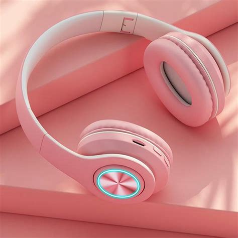 Macaron LED Noise Cancelling Headphones Bluetooth Headsets with Mic Ye ...