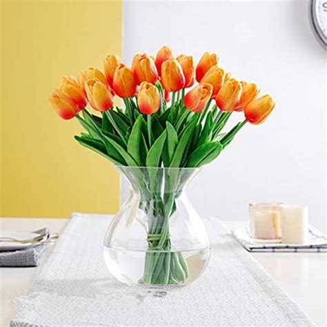 Buy SHINE-CO LIGHTING PU Real Touch Tulips Artificial Flowers 10 Pcs ...