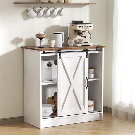 Amazon.com: COSYSUPER White Coffee Bar Cabinet with Storage, Farmhouse ...