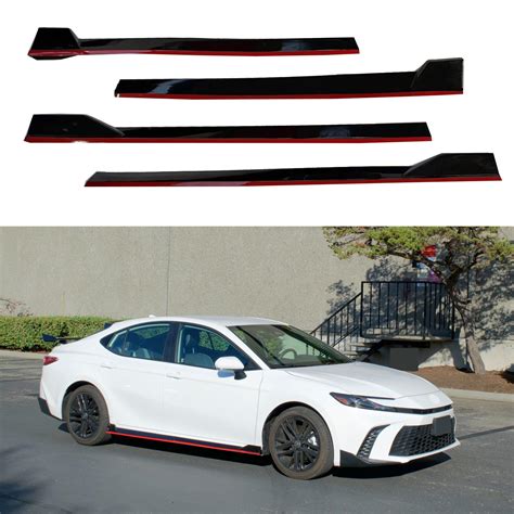 Side Body Skirts Gloss Black with Red Trim Fit 2025-2027 Toyota Camry | SuperAutoUSA