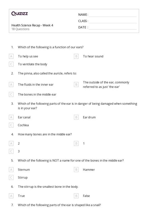 50+ Health Science worksheets for 5th Class on Quizizz | Free & Printable