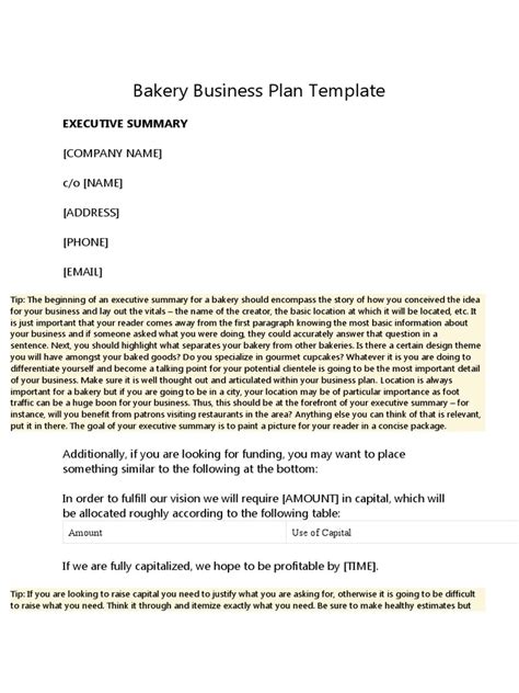 Home Bakery Business Plan Template 的图像结果