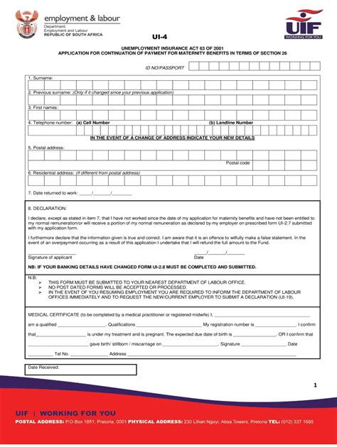 2019-2025 Form ZA UI-4 Fill Online, Printable, Fillable, Blank - pdfFiller
