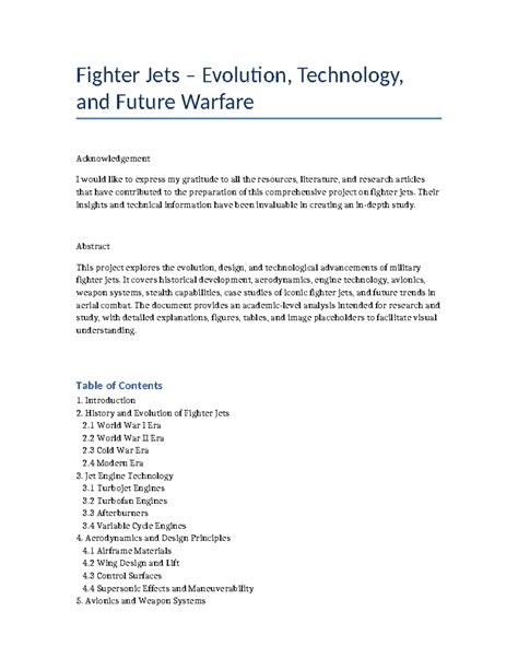 Fighter Jets Evolution and Technology: A Comprehensive Study - Studocu