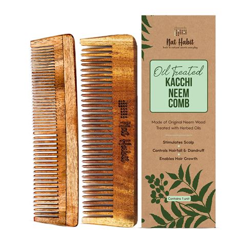 Buy Nat Habit Kacchi Neem Wooden Pocket Comb - Soaked In 17 Herbs, Neem ...