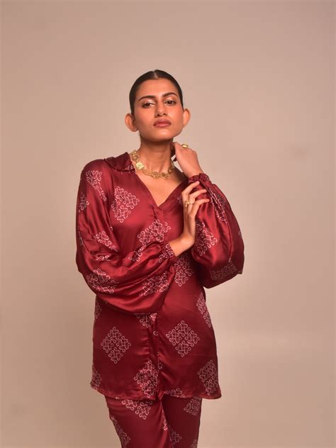 Maroon Modal Satin Shirt for Women | Why So Blue – WhySoBlue