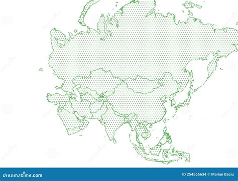 Map Asia with Green Outline and Dotted Surface Stock Illustration - Illustration of federal ... - outline map of asia continent with countries