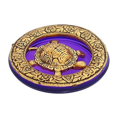 JaipurCrafts White Metal with Glass Plate Feng Shui Metal Tortoise ...