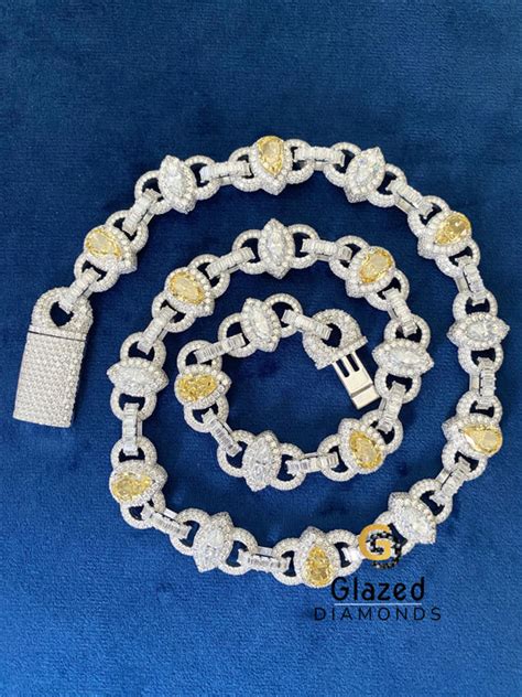 Mens Cuban Link Chain Moissanite Collection- Glazed Diamonds