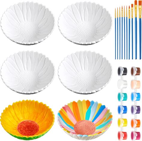 Amazon.com: Trandraft 12 Set Paint Your Own Ceramic Sunflower Bowl ...