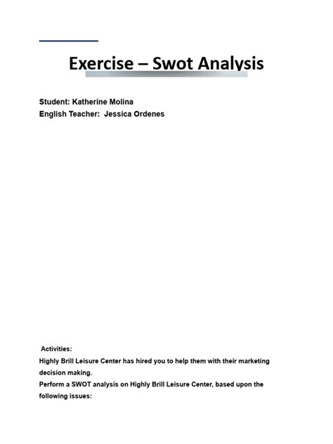 Image result for SWOT Exercise Template