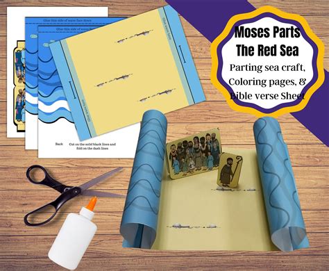 Printable, Moses Parts the Red Sea, Craft, Coloring Pages, and Bible ...