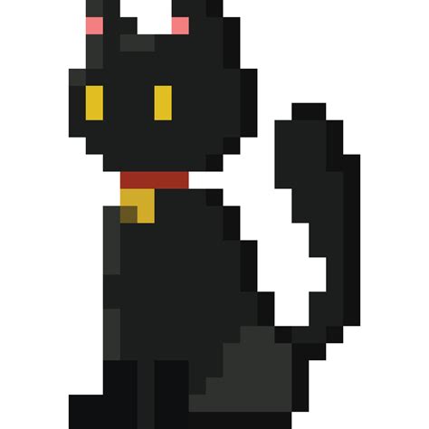 Pixel art cute black cat cartoon character 2 27190725 PNG
