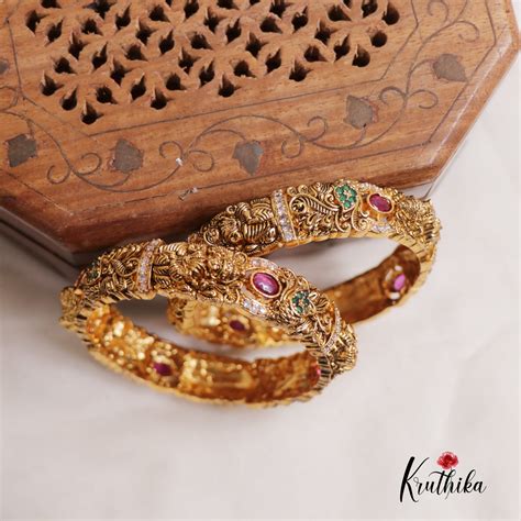 Traditional AD Temple Lakshmi Floral Bangles B345 (Set of 2 Bangles ...
