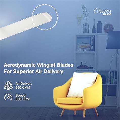 Buy HAVELLS Crista 5 Star 1200mm 3 Blade BLDC Motor Ceiling Fan with ...