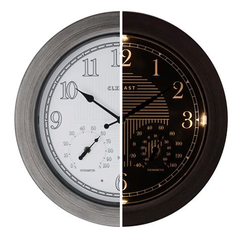 Clxeast 18 Inch Farmhouse Illuminated Outdoor Atomic Wall Clock With ...