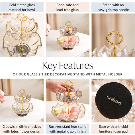 Glass 2 Tier Decorative Stand With Metal Holder Online - Premium Cake ...