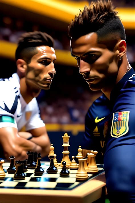 Lexica - Lionel Messi and Cristiano Ronaldo playing chess