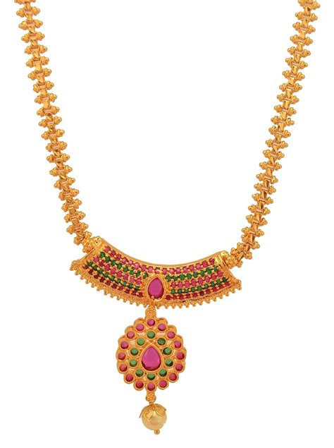 Buy Radha's Creations Traditional Ruby chain necklace 20" inches Length ...
