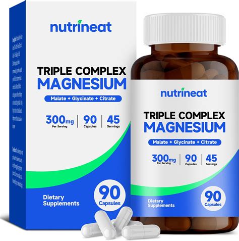 Amazon.com: NutriNeat Triple Magnesium Complex (90 Capsules), 300mg of Magnesium Glycinate ...