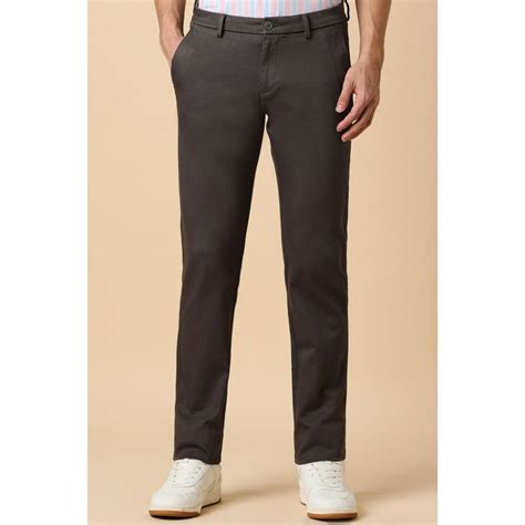 Buy Allen Solly Men Grey Slim Fit Textured Casual Trousers Online