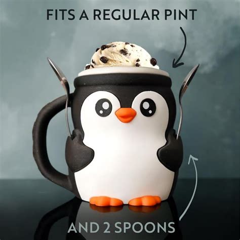Penguin Ice Cream Holder, Ice Cream Pint Holder, 3D Printing Pebbles ...